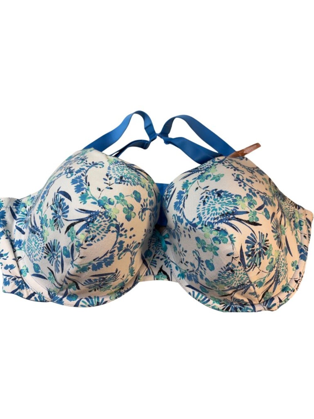 NEW Ambrielle 42DDD Blue Floral Organic Cotton Lined Demi T-shirt Bra Multi-way